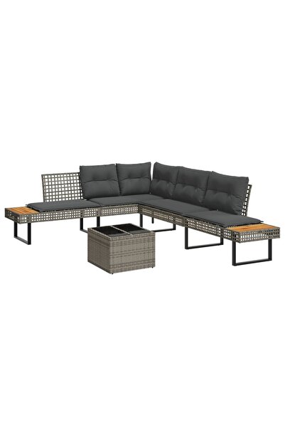 vidaxl Set canapea de gradina 2 piese cu perne gri sticla/poliratan