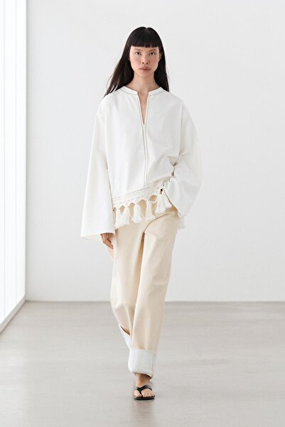 Massimo Dutti İşleme ve püskül detaylı bluz