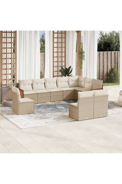 vidaxl Set canapele de gradina cu perne, 10 piese, bej, poliratan