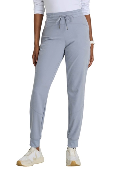 Barco One Boost Women's Mid-Rise Jogger Scrub Pants, Hex Jacquard, Gray (BOP513)