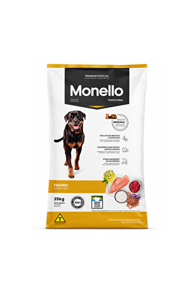 Monello طعام جاف للكلاب البالغة بنكهة الدجاج التقليدية - عبوة اقتصادية 25 كجم...