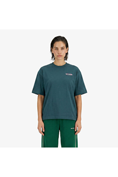 New Balance Sport Graphic Oversized Kadın Yeşil T-Shirt