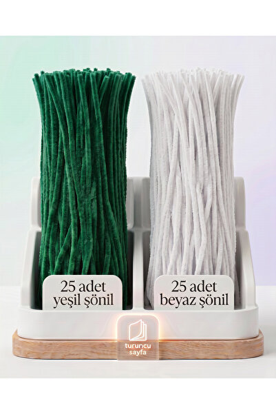 everart Şönil Seti 50 adet-25 adet yeşil şönil,25 adet beyaz şönil-yapay çiçe...