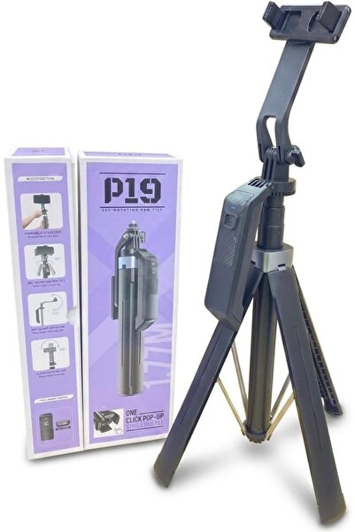 Generic P19 360 °   حامل هاتف دوار قابل للإمالة مع عصا سيلفي، يفتح بضغطة واحد...