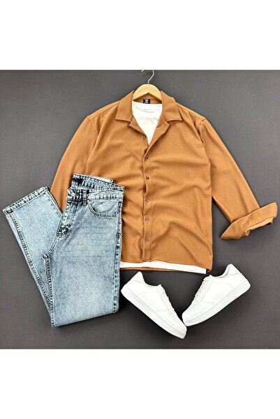 THEGENTMAN Corduroy Ottoman Shirt Baggy Jeans T-Shirt Set 3-Piece