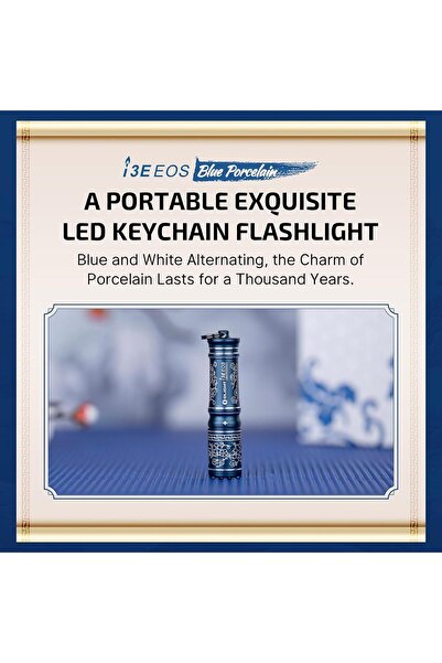 OLİGHT i3E EOS (Blue Porcelain), 90 Lumens LED Flashlight, Keychain Light, IPX8 Waterproof EDC Flashlight, for Keychain, Everyday Carry, Gift