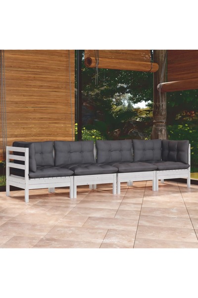 vidaxl Set mobilier gradina cu perne, 4 piese, lemn masiv de pin