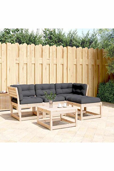 vidaxl Set mobilier de gradina cu perne, 4 piese, lemn masiv de pin