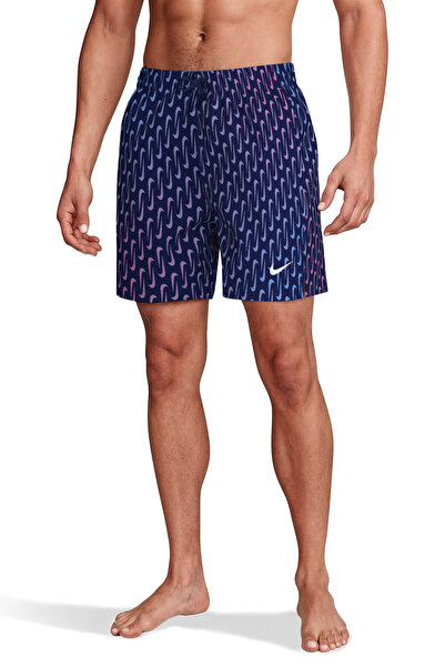 Nike شورت سباحة للرجال من Swim Breaker Swoosh Link مقاس 5 بوصات باللون الأزرق...