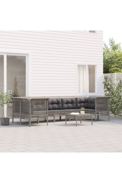 Concept Set mobilier de grădină cu perne, 8 piese, gri, poliratan