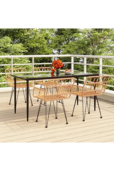 vidaxl Garden furniture set, 5 pieces, polyrattan