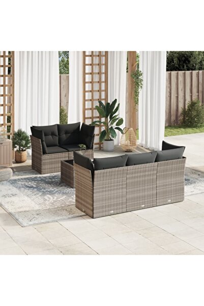 vidaxl Set canapele de gradina cu perne, 6 piese gri deschis poliratan