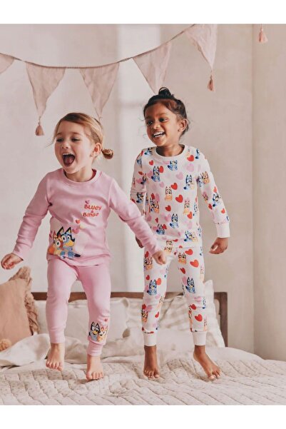 Next Baby Set de pijamale din 2 piese, din bumbac, roz crem, cu model Bluey