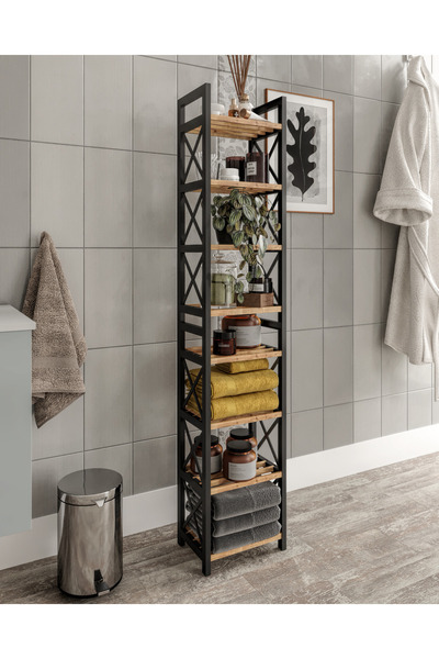 bituclass MİNİ Dekoratif Banyo Rafı Havluluk Peçetelik 8 KATLI