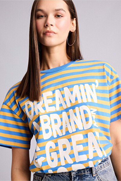 DeFacto Oversize Crew Neck Printed Short Sleeve T-Shirt H6970Ax26Sm