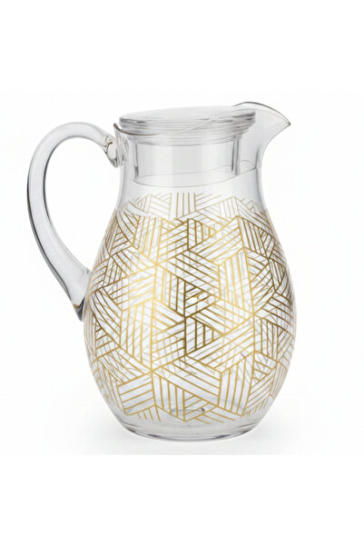 AKDC Modern Elegance Clear Acrylic Water Jug with Premium Gold Line Art Desig...