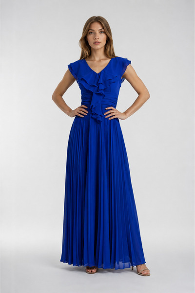 Fofy Long pleated dress with Ruffled
