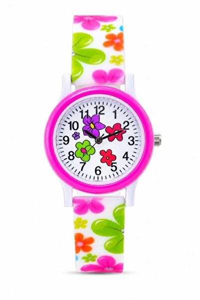 Saattino Çiçek Desenli Pembe Kız Çocuk Kol Saati Analog Saat ST-304421