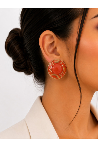 Girift Vintage Cent Orange Round Bulk Earrings