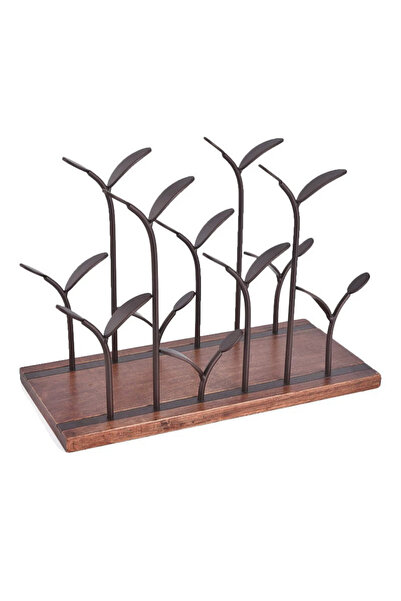 Viyogo Wine rack for 6 bottles, modern design, wood and steel, 26 x 16 x 34 c...