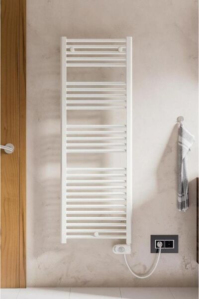 Lazzarini Towel warmer (radiator) for bathroom, white, steel, straight, Lazza...