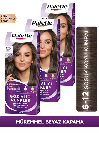 Palette Göz Alıcı Renkler Saç Boyası 6-12 Soğuk Koyu Kumral 50 ml x 3 Adet