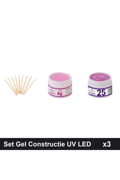 Makeup Set 3 Unghii: Betisoare Portocal 10buc + 2x Gel Constructie UV LED FSM...