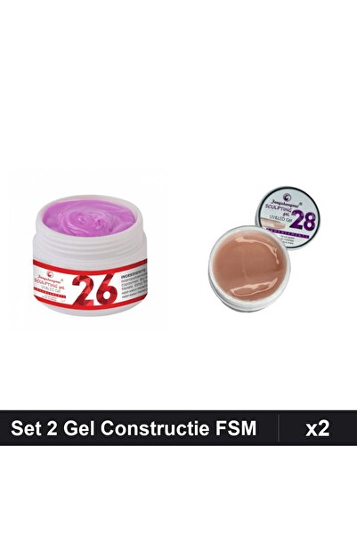 Makeup Set 2 Gel Constructie UV LED FSM 15g, Nuante 26 28, Manichiura Profesi...