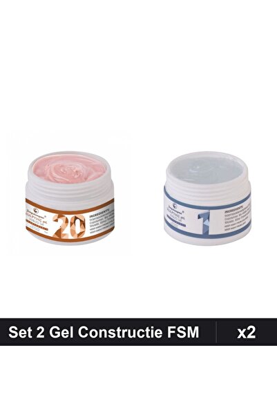 Makeup Set 2 Gel Constructie UV LED FSM 15g, Nuante 20 Transparent, Manichiur...
