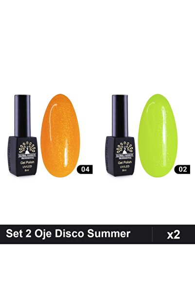 Makeup Set 2 Oje Semipermanente Disco Summer 8ml, Nuante 02 04, Manichiură UV...