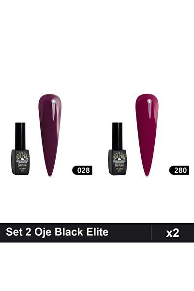 Makeup Set of 2 Semi-permanent Nail Polish Black Elite Global Fashion 8ml, Sh...