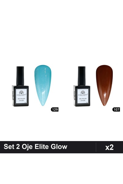 Makeup Set of 2 Global Fashion Elite Glow Semi-Permanent Nail Polish 15ml, Sh...