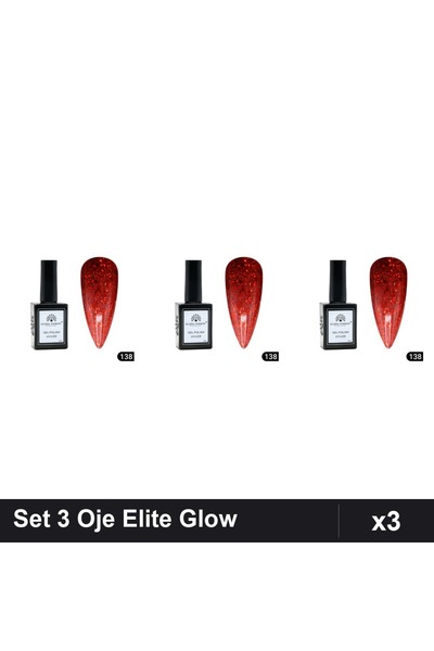 Makeup Set of 3 Global Fashion Elite Glow Semi-Permanent Nail Polish 15ml, Ge...