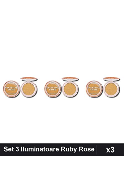 Makeup Set of 3 Ruby Rose Celestial Shine 05 Highlighters, Radiant Highlighte...