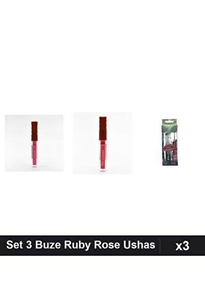 Makeup Set 3 Produse Buze Ruby Rose Shimmer Gloss 01 02 + Ruj Ushas nr 18 Mac...