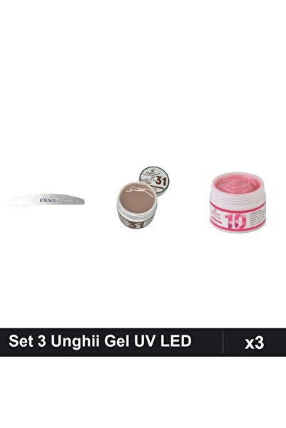 Makeup Set 3 Îngrijire Unghii Emma, Pilă 120/150 + 2x Gel Constructie UV LED 15g