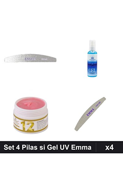 Makeup Set 4 Pilas si Gel Constructie UV LED Emma, Granulatie 80/100/180, Man...