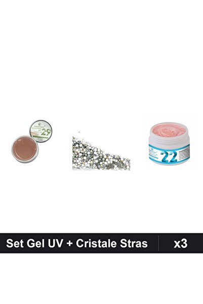 Makeup Set 3 Gel Constructie UV LED FSM 15g + Cristale Stras Swarovski Argint...