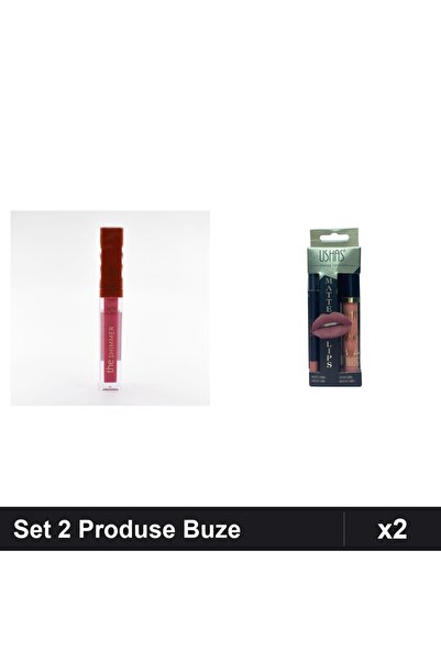 Makeup Set 2 Produse Buze - Gloss Shimmer Ruby Rose 04 + Ruj Creion Ushas nr 17