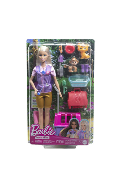 Barbie YOU CAN BE SET DOLL WITH TWO JUNGLE ANIMALS
