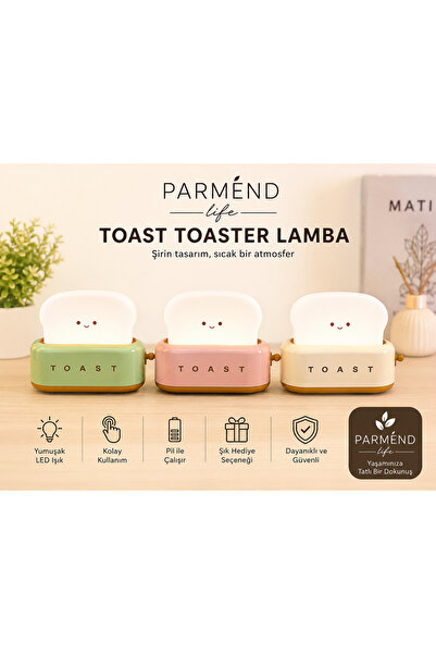 Parmend Life Toast LED Gece Lambası Dekoratif Sevimli Masa Lambası Çocuk Odas...