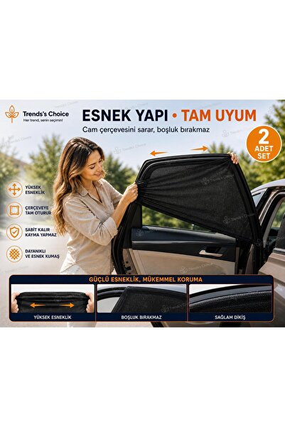trends's choice 2 Adet Araç Yan Cam Güneşlik Perde | UV Korumalı Esnek Oto Cam Gölgelik Oto Yan Cam Perde