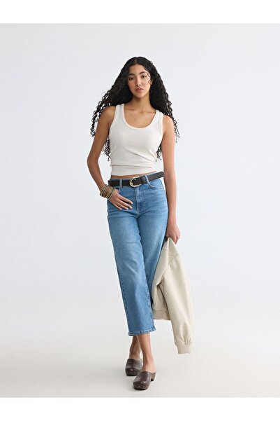 LC Waikiki Xside Waist Belted Straight Fit Women's Jean Trousers