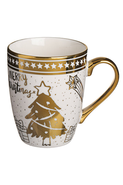 Zumzeria Christmas Ceramic Mug with Golden Foil Design 350ml