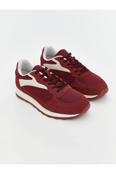 LC Waikiki Burgundy Lace-Up Women's Sneakers