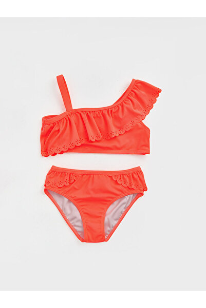LC Waikiki Pink One-Shoulder Ruffled Girls' Bikini