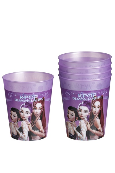 Zumzeria Pahare de petrecere din plastic mov cu design K-POP Demon Hunters 25...