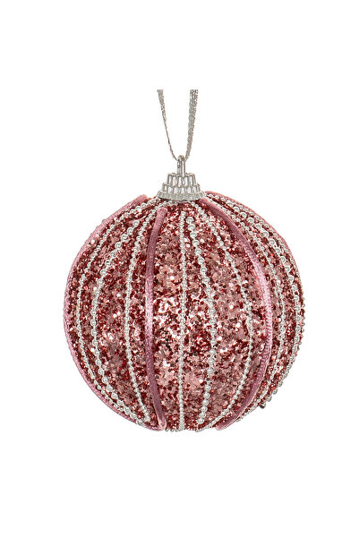 Zumzeria Christmas Tree Ornament Blue Pink Foam Globe with Glitter Golden Cha...