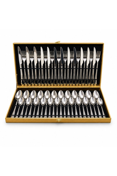 OEM 24-piece stainless steel cutlery set with elegant gold box