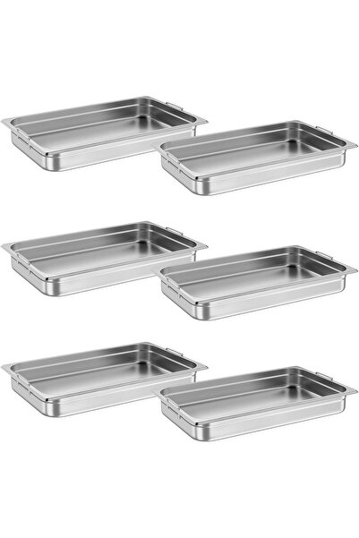 Garvee Food Pans 6-Pack - 6cm Deep Commercial Stainless Steel Hotel Pans w/An...